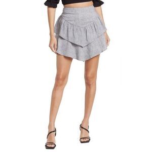 Bcbg Generation Black White Rayon Linen Layered Ruffled Mini Skirt Small